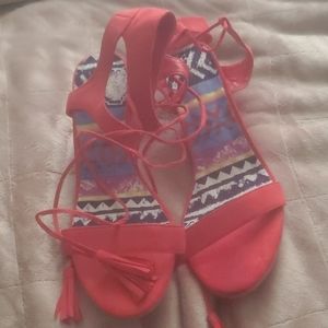 Ankel tie up wedge sandals. Never worn.